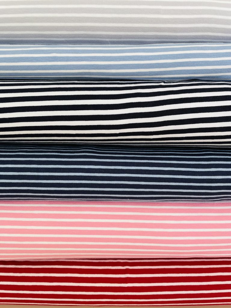Fabric Breton Fine Stripe Pink & White Jersey