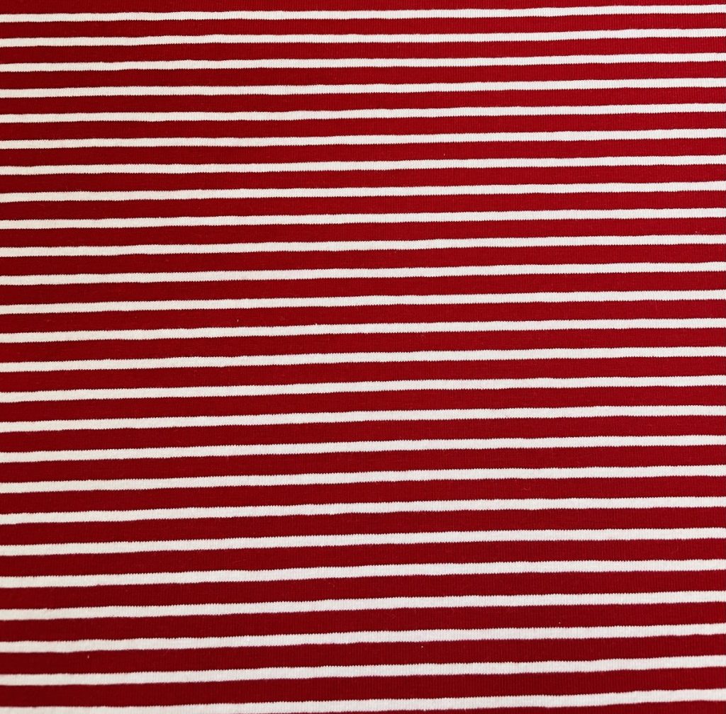 Fabric Breton Fine Stripe Red & White Jersey
