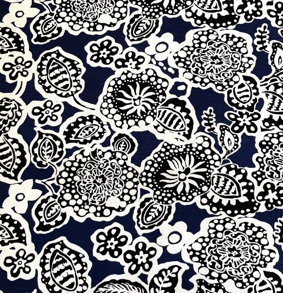 Fabric Navy & White Floral Jersey