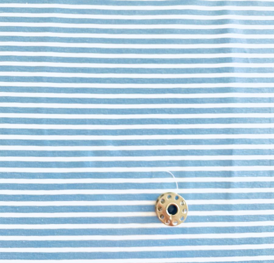 Fabric Modelo Breton Fine Stripe Blue & White Jersey
